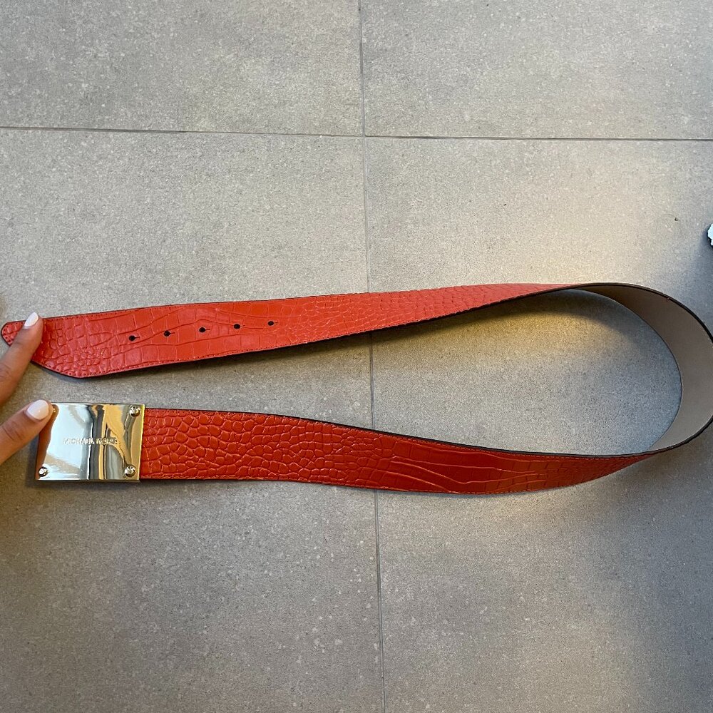 orange Michael Kors belt | gold detailing | NEVER USED!!!!